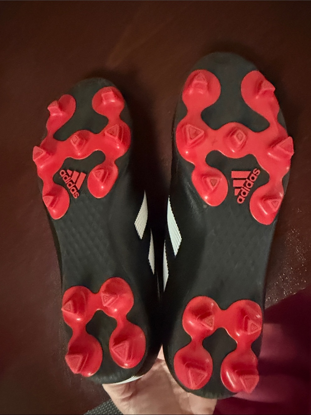 Black Soccer Cleats with White Stripes, size 7.5 - Picture 3 of 5
